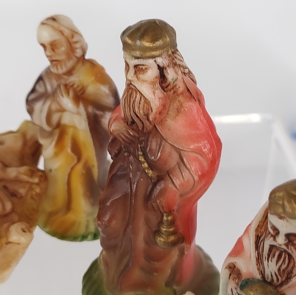 Vintage Shiny Brite Nativity Figure 12 Piece Plastic Hong Kong Mini Christmas 2" - Picture 6 of 12